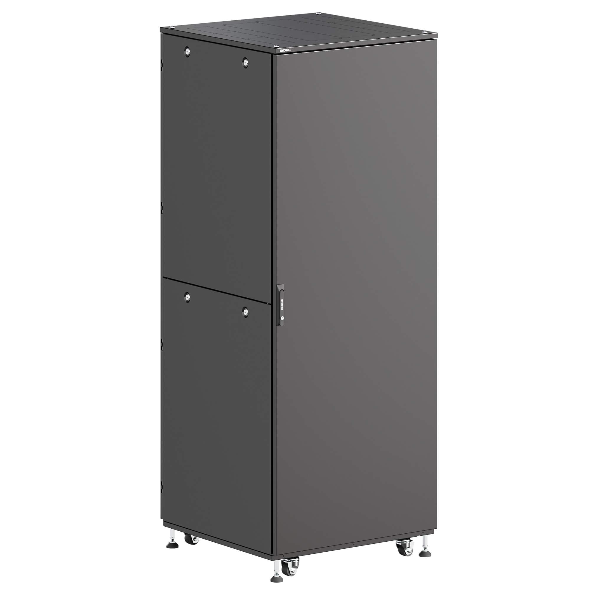 Шкаф напольный разобранный 19'' IT-CQE-N 47U 600x1000 мм, крыша с вырубкой, сплошная металл и сплошная металл, двойные боковые панели, черный RAL9005