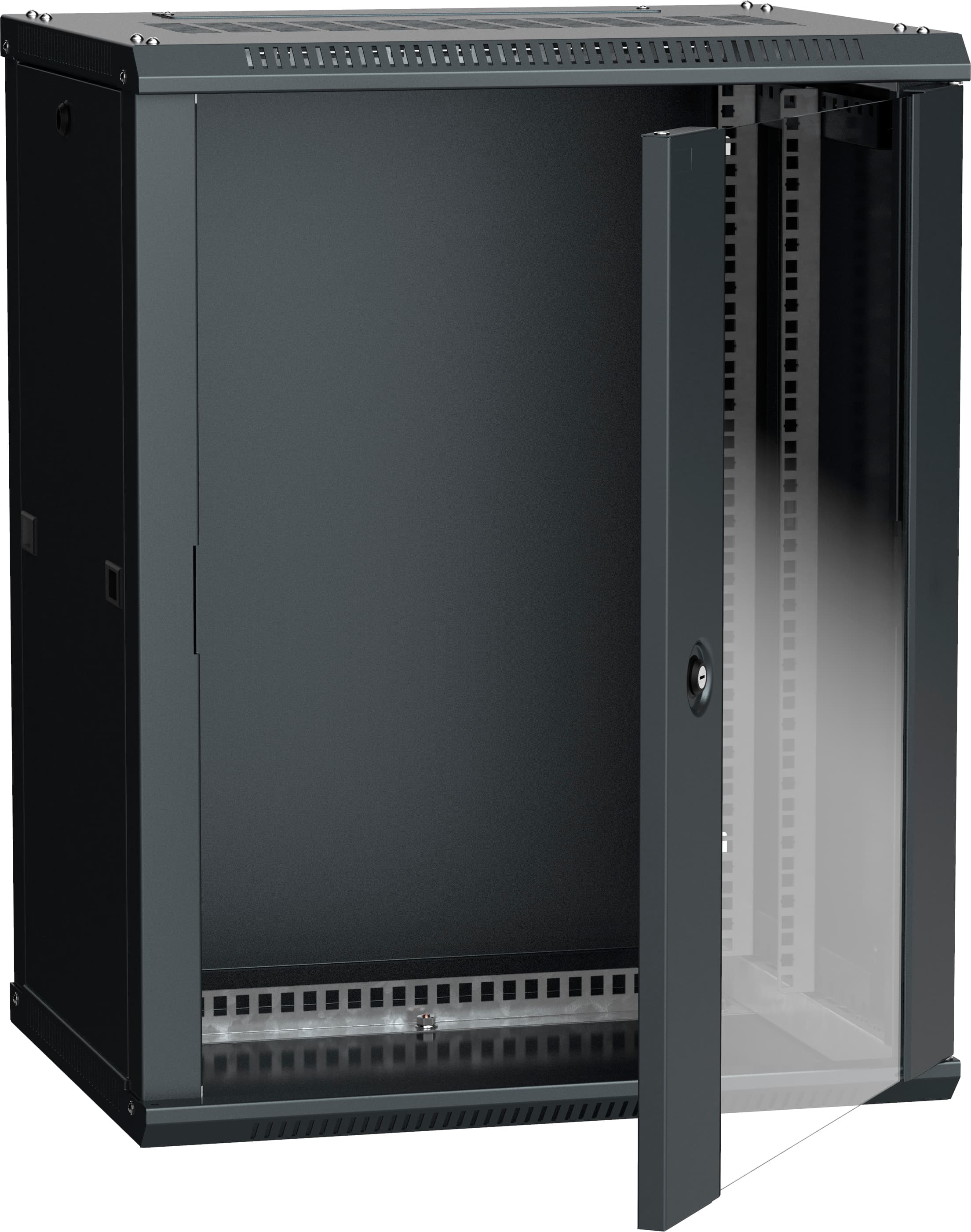 Шкаф настенный 19' LINEA W 15U 600x450мм стеклянная дверь RAL9005