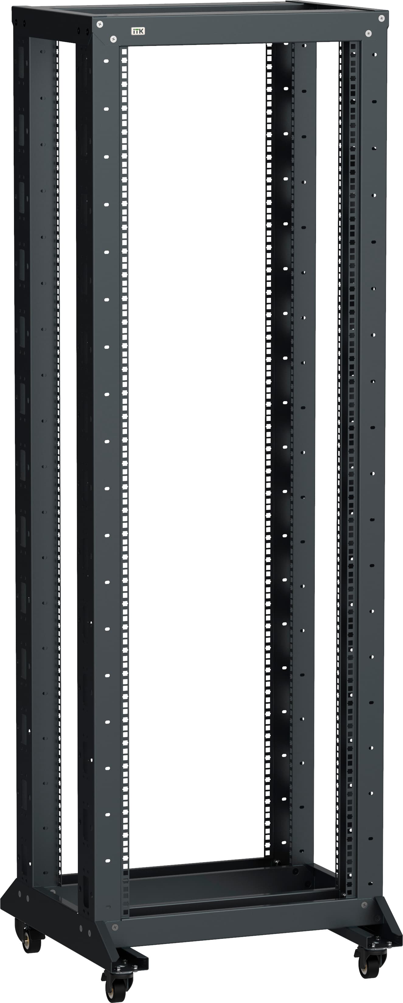 Стойка двухрамная на роликах LINEA F 42U 600х600мм черная