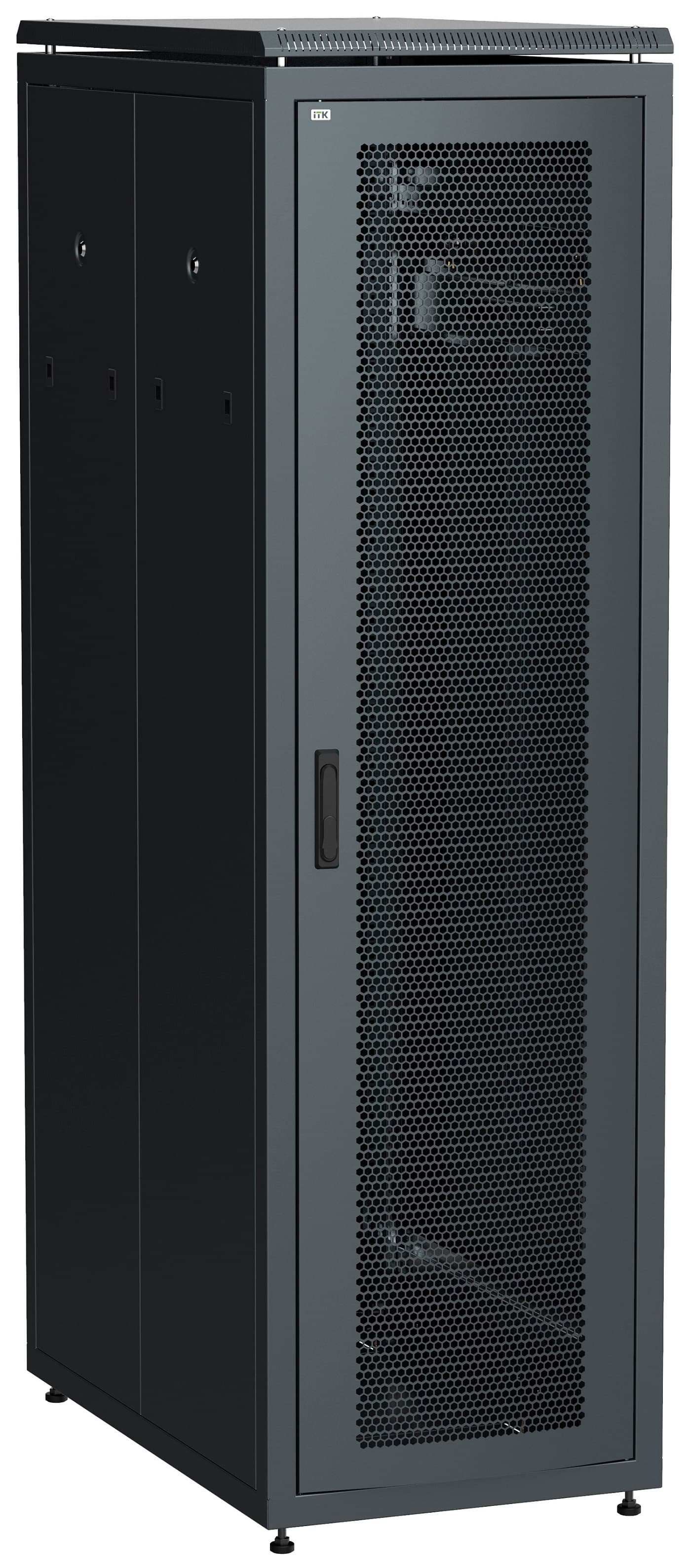Шкаф напольный сетевой 19'' LINEA N 38U 800х1000мм перфорированная передняя дверь. задняя перфорированная черный