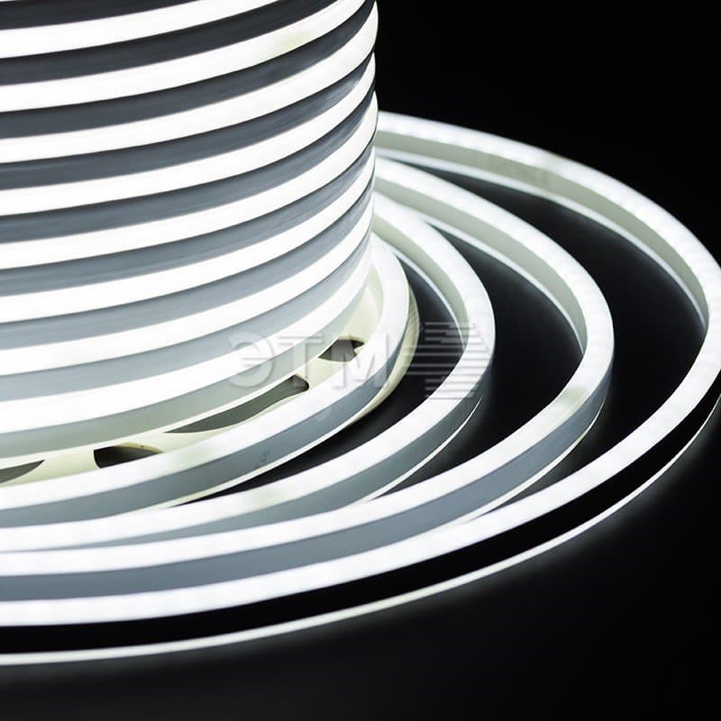 Неон гибкий LED SMD, компактный 7х12 мм, двухсторонний, белый, 120 LED/м, 100 м
