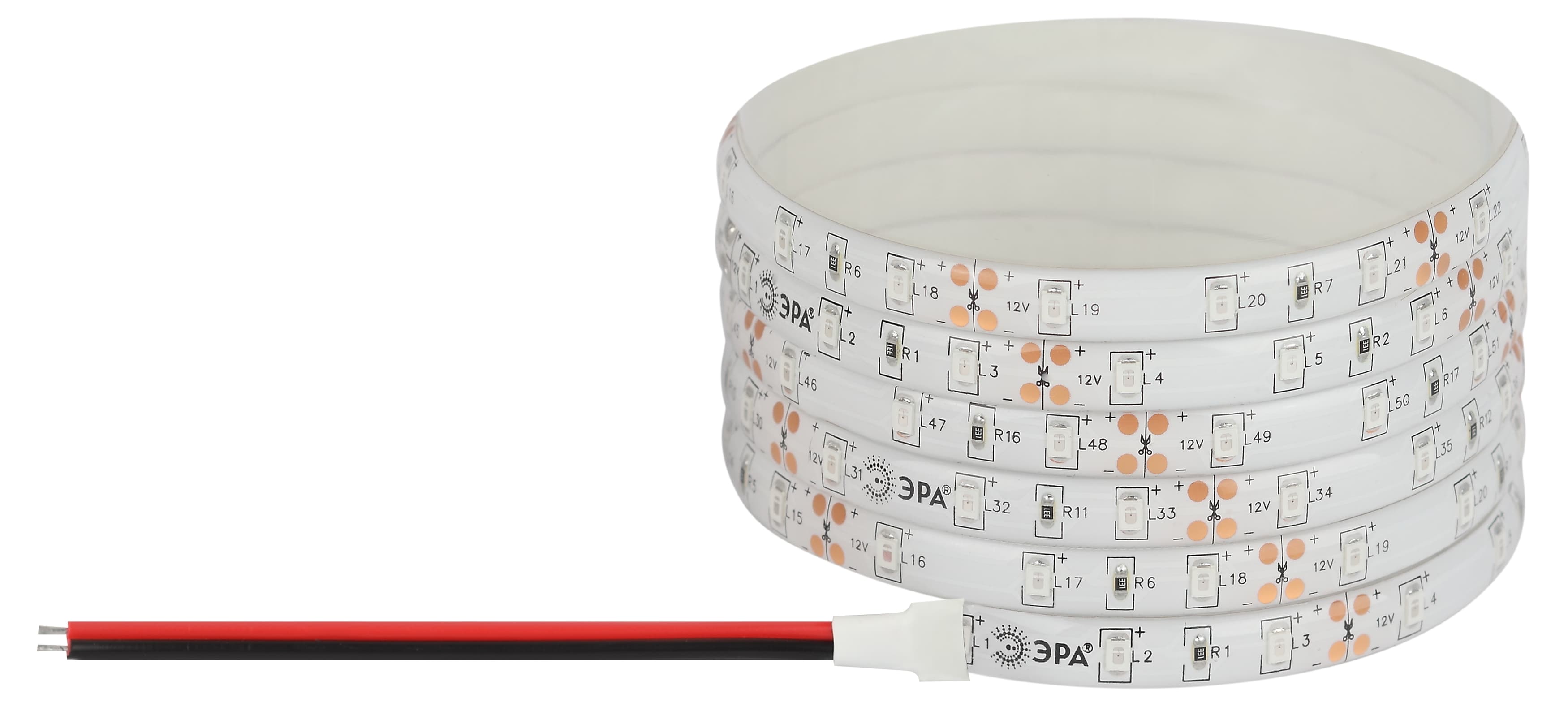 Лента светодиодная 4,8Вт/м 12В красный IP65 60LED/м LS2835-4,8-60-12-R-IP65-1 year-5m
