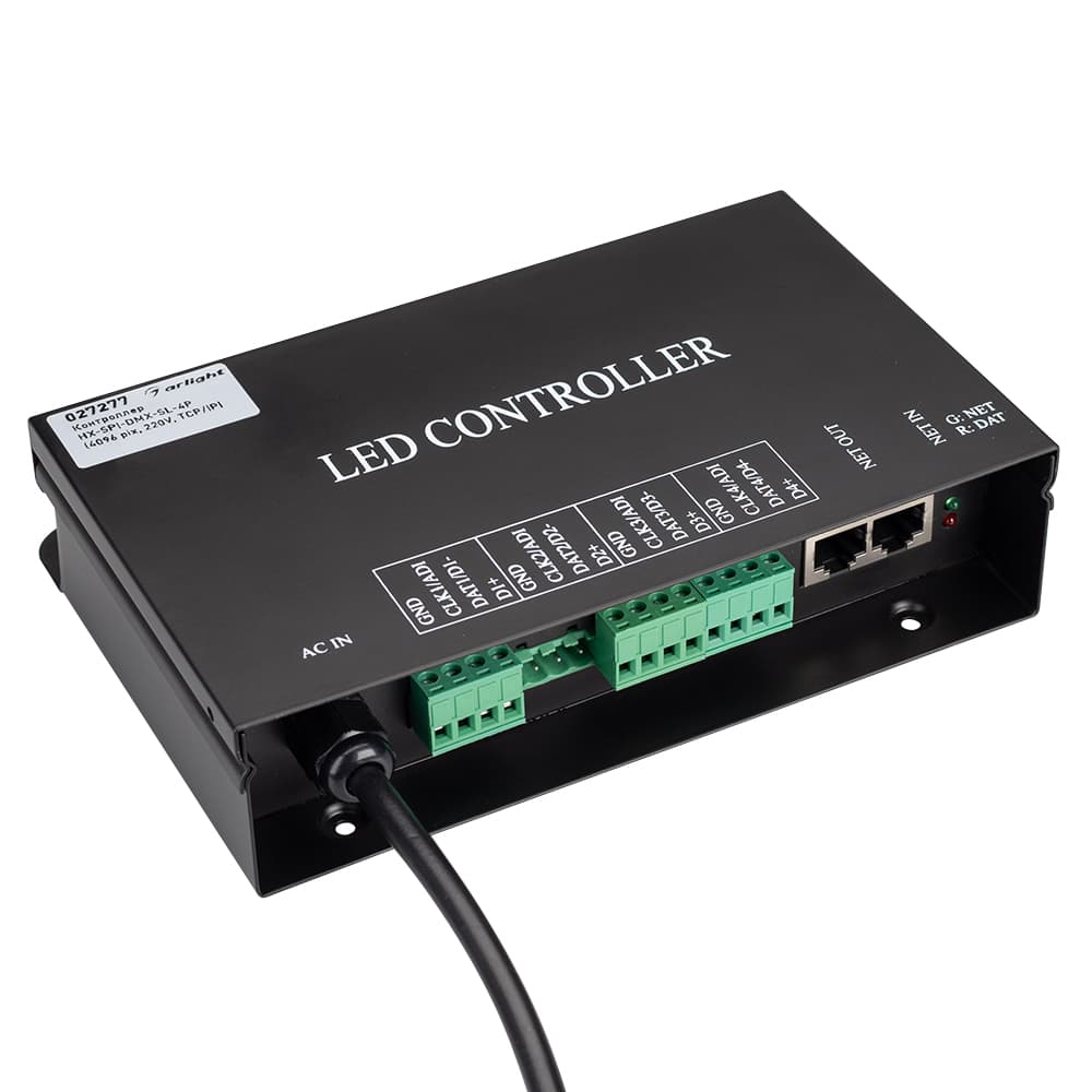 Контроллер HX-SPI-DMX-SL-4P 4096 pix, 220V, TCP/IP, add, ArtNet IP20 металл, 2 года