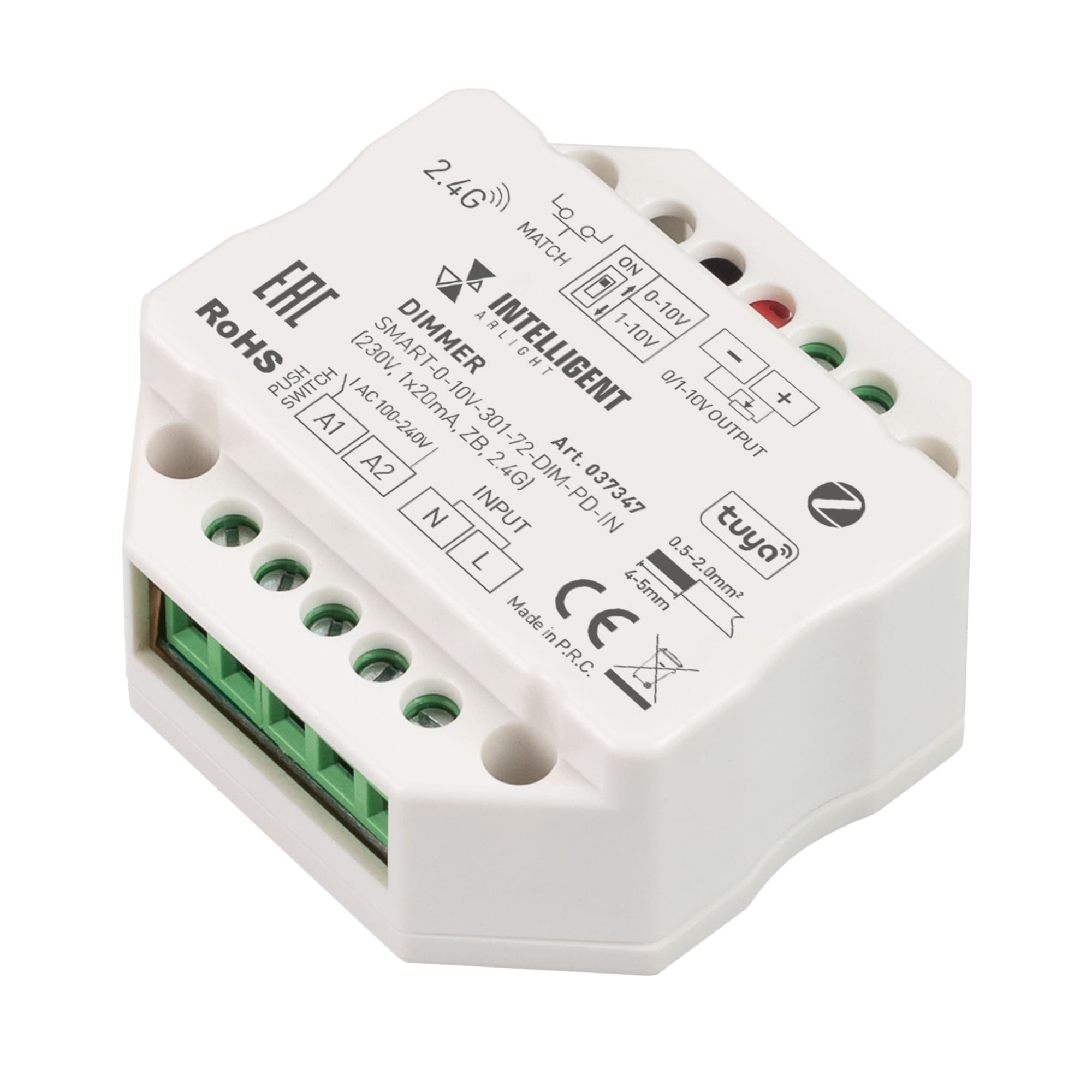 Диммер INTELLIGENT SMART-0-10V-301-72-DIM-PD-IN (230V, 1x20mA, ZB, 2.4G) (IARL, IP20 Пластик, 5 лет)