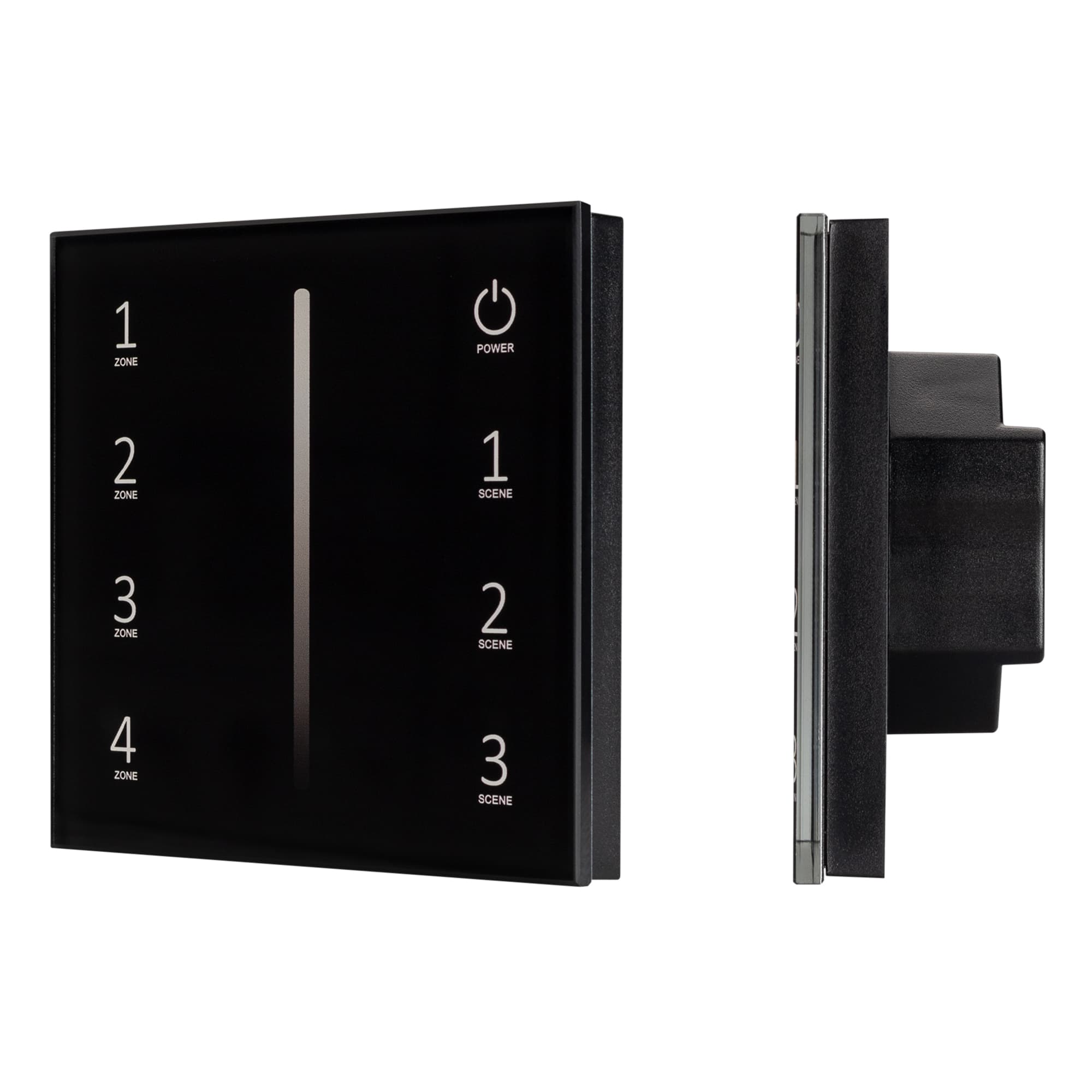 Панель SMART-P34-DIM-IN Black 230V, 0-10V, Sens, 2.4G ARL, IP20 пластик, 5 лет