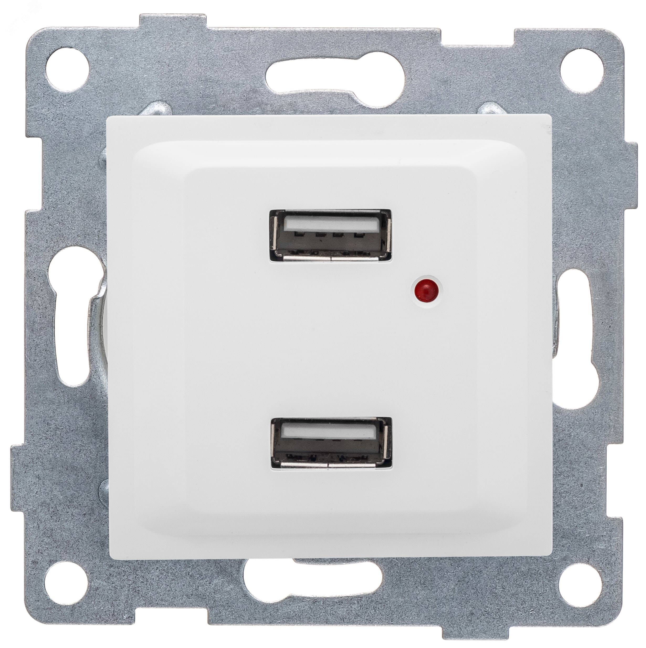 Розетка USB Ugra, механизм, двойной, белый