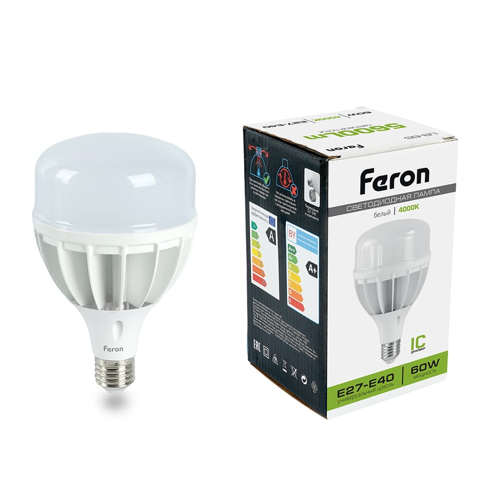 Лампа светодиодная LED 60вт Е27/Е40 белый