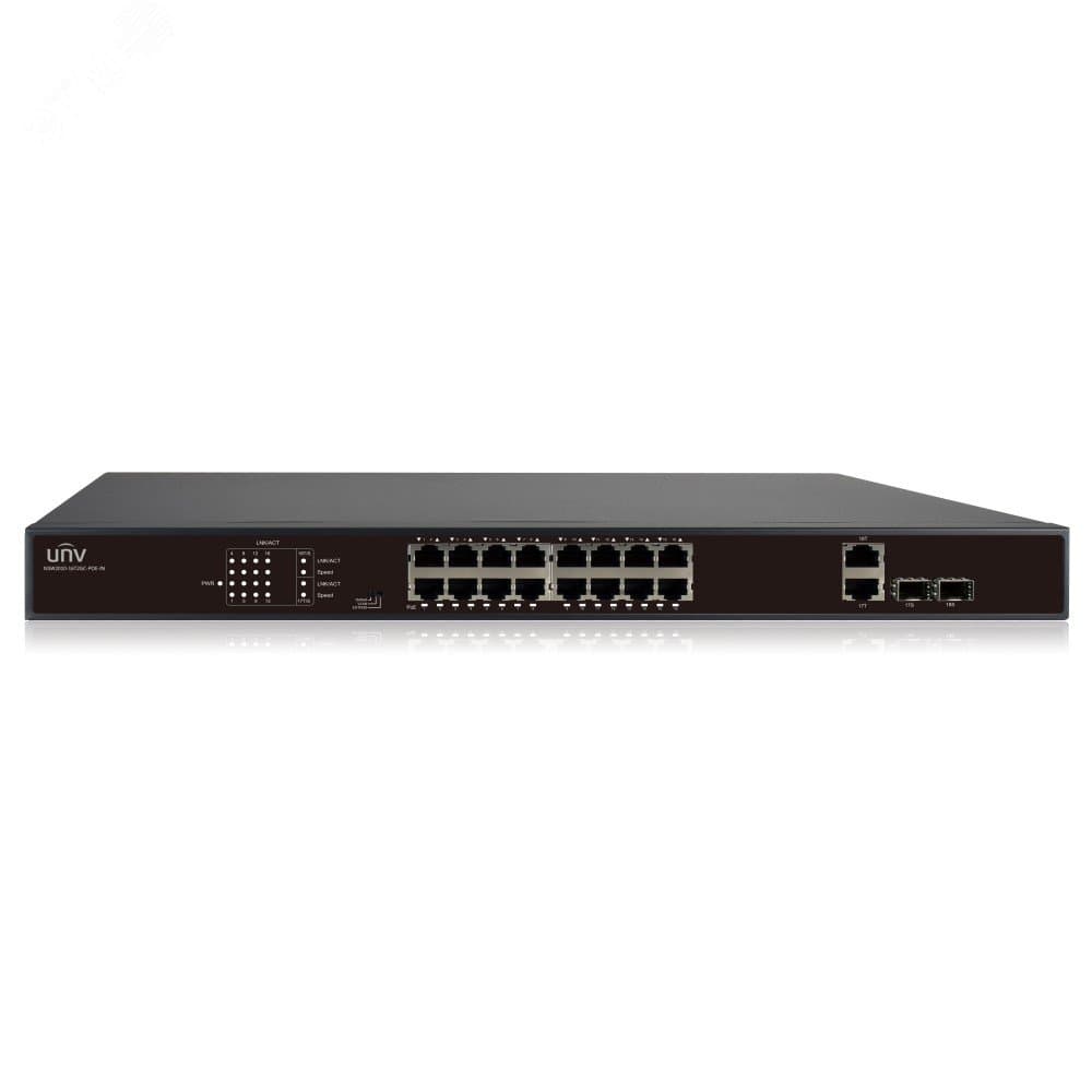 Коммутатор неуправляемый 16 портов RJ45/Combo 100 Мб/с PoE 250Вт