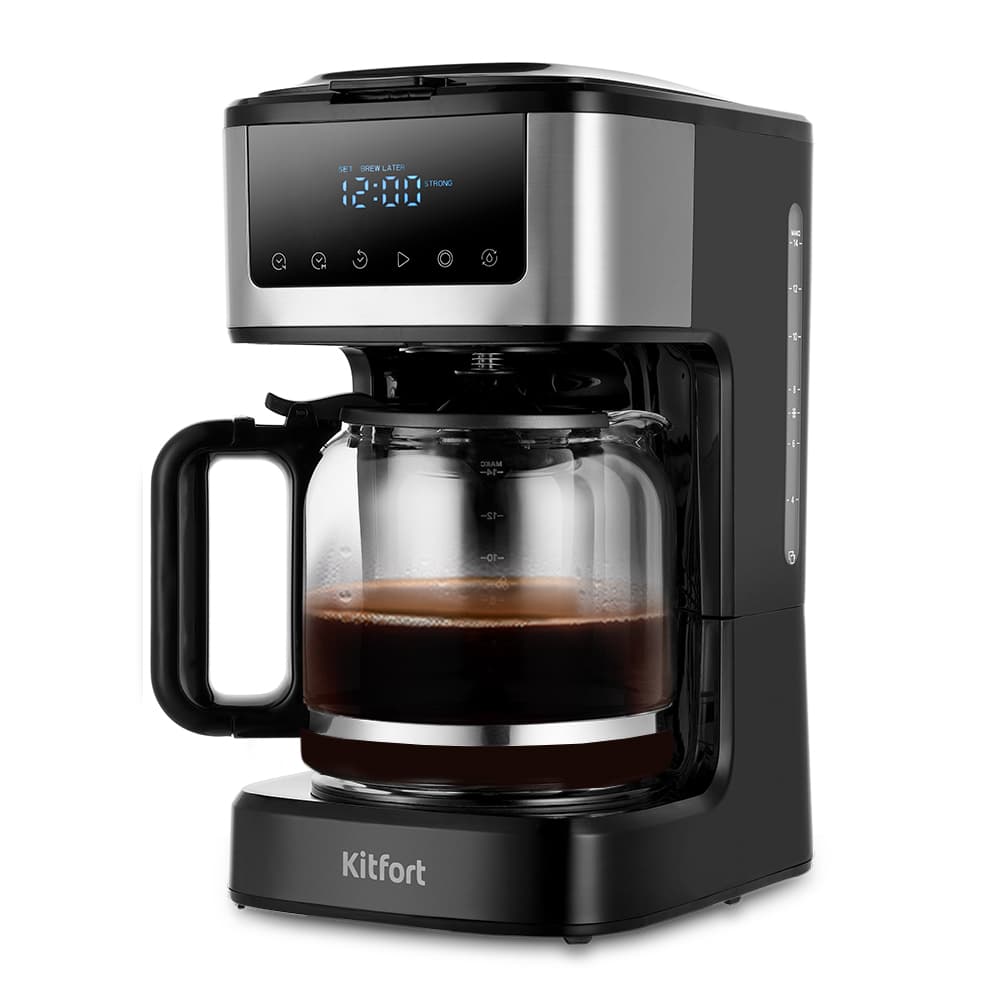 Кофеварка KT-7181, объем 1,8 л, мощность 900 Вт, цвет черно-серебристый
