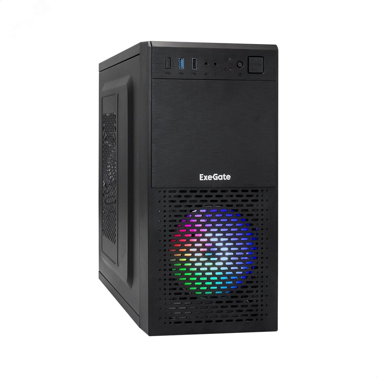 Корпус для ПК, Minitower, mATX, БП 600W, 1xUSB + 1xUSB 3.0, чёрный, RGB-вентилятор 12 см