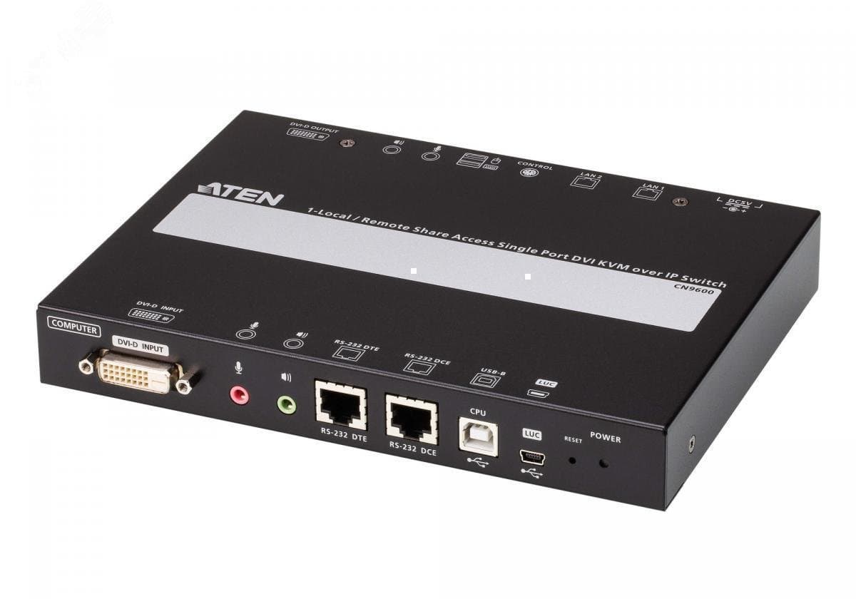 Переключатель KVM IP 1 порт, DVI-D, USB, RS-232, 1920 x 1200