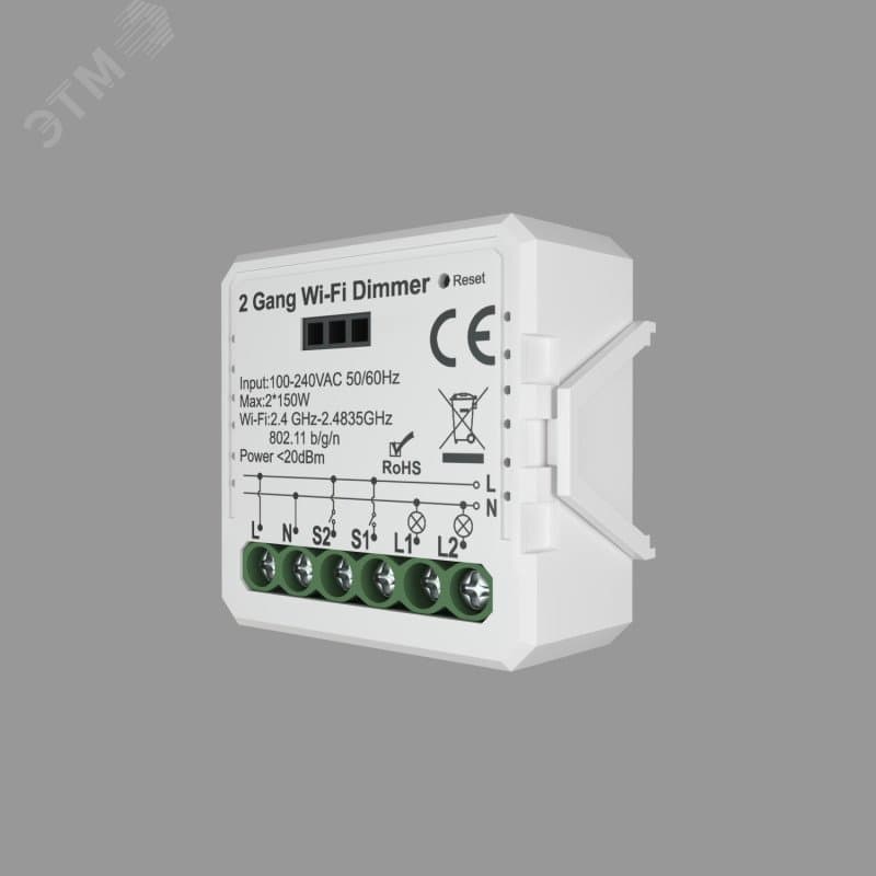 Реле-диммер двухканальное Wi-Fi 2х100 Вт DENKIRS RL1004-DM