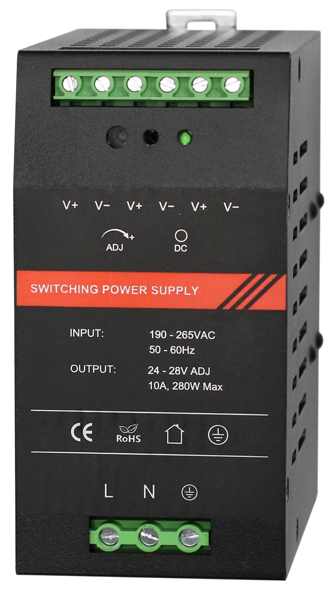 БП 24 VDC, 10 A, крепление на DIN-рейку, черный