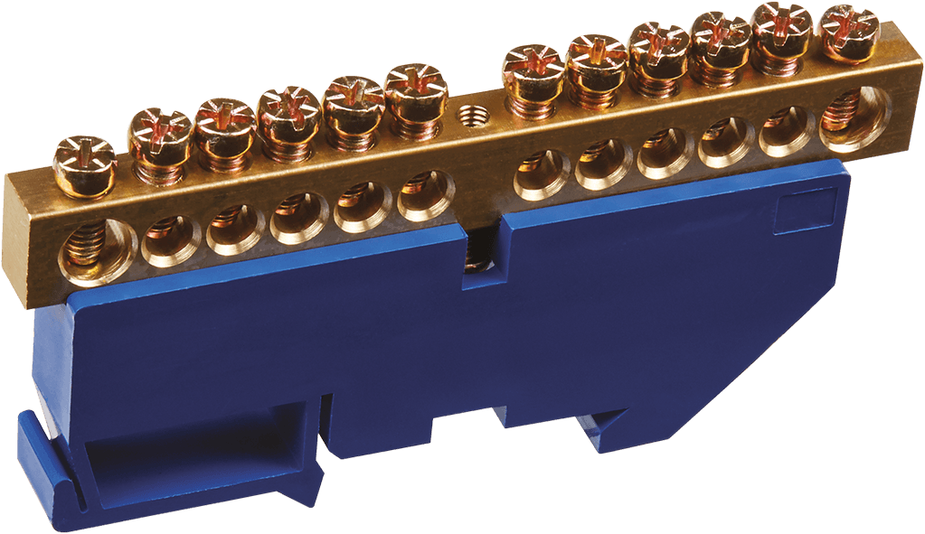 Шина «N» нулевая на DIN-изоляторе синий OBB-M812-12D-B