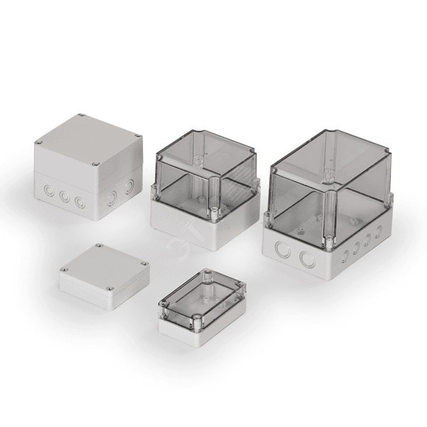 Cubo S 75X125X60 мм, 50 мм основание, глухая стенка, серая крышка, PC, IP 66/67