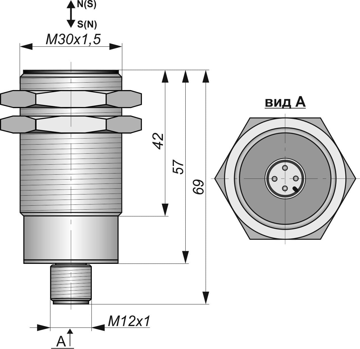 Датчик бесконтактный герконовый DG30MKS-CD-2GNONC-FF-P12.4.1-IS