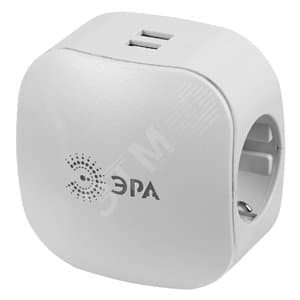 Тройник 3 гнезда 220V + 2xUSB 2000mA, c заземл, со шт белый 6/36/864 SP-3e-USB-2A