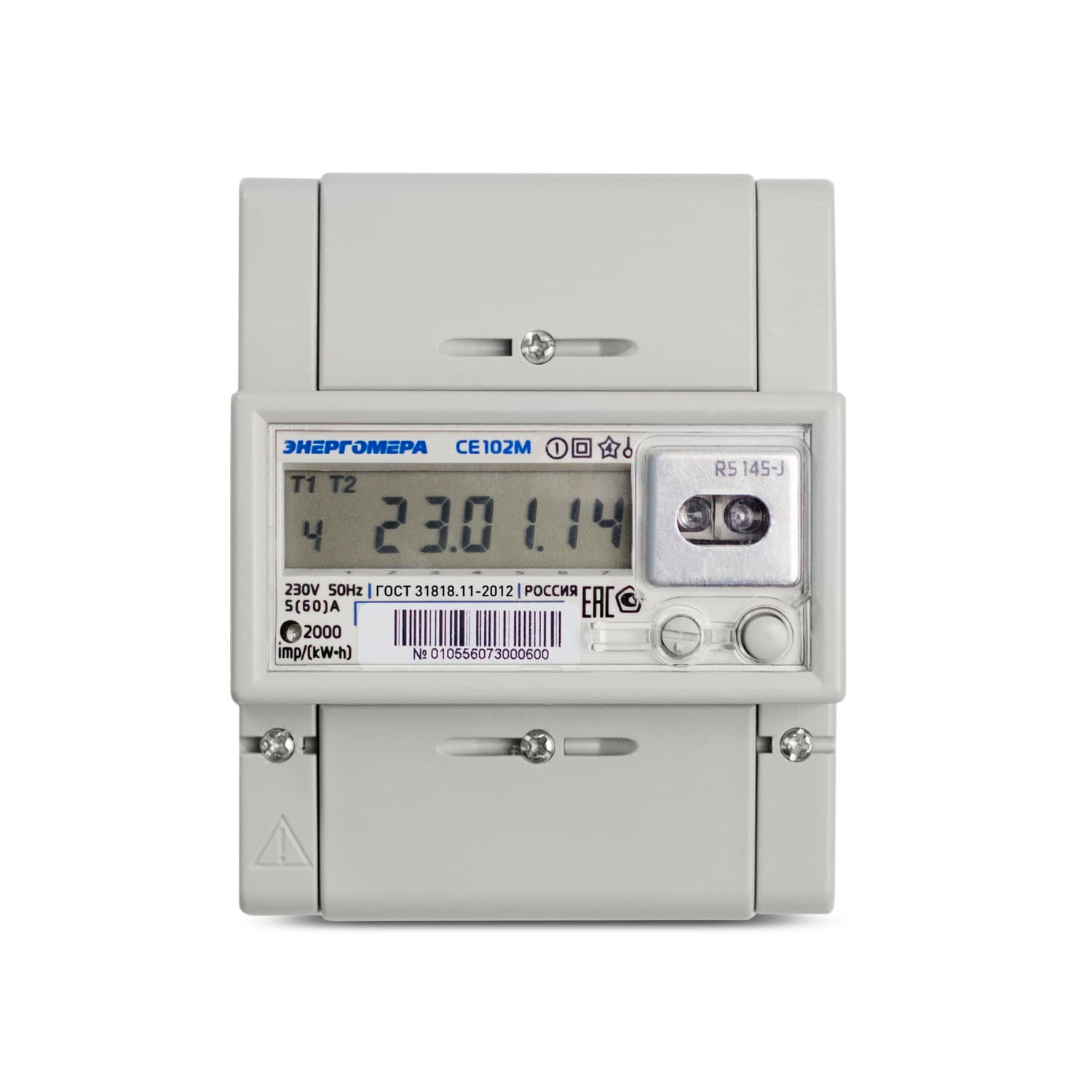 Счетчик электроэнергии CE102M R5 145-A однофазный многотарифный, 560, класс точности 1.0, D, ЖКИ, RS485, Самара