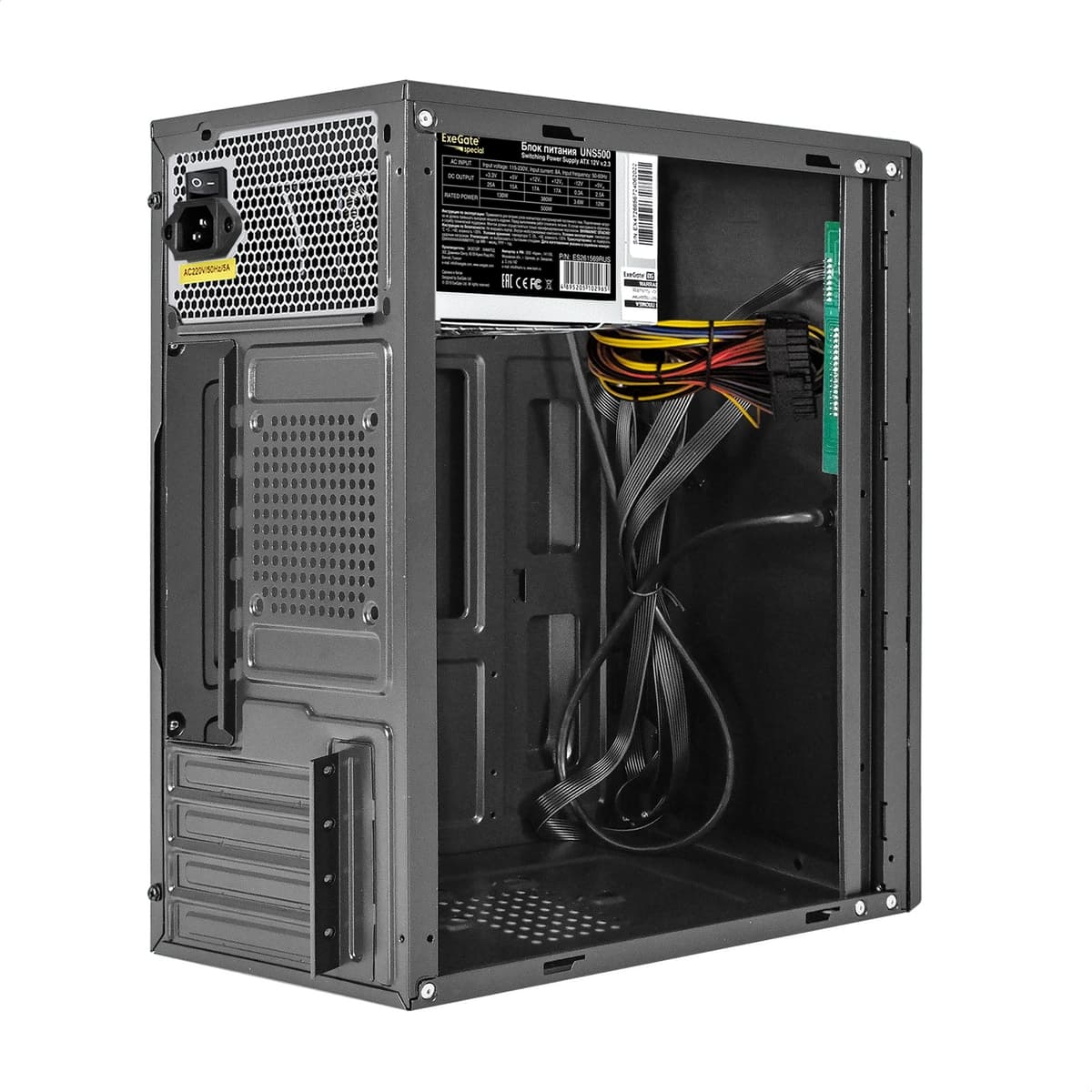 Корпус для ПК, Minitower, mATX, БП 500W, 2xUSB + 1xUSB 3.0, HD Audio, чёрный