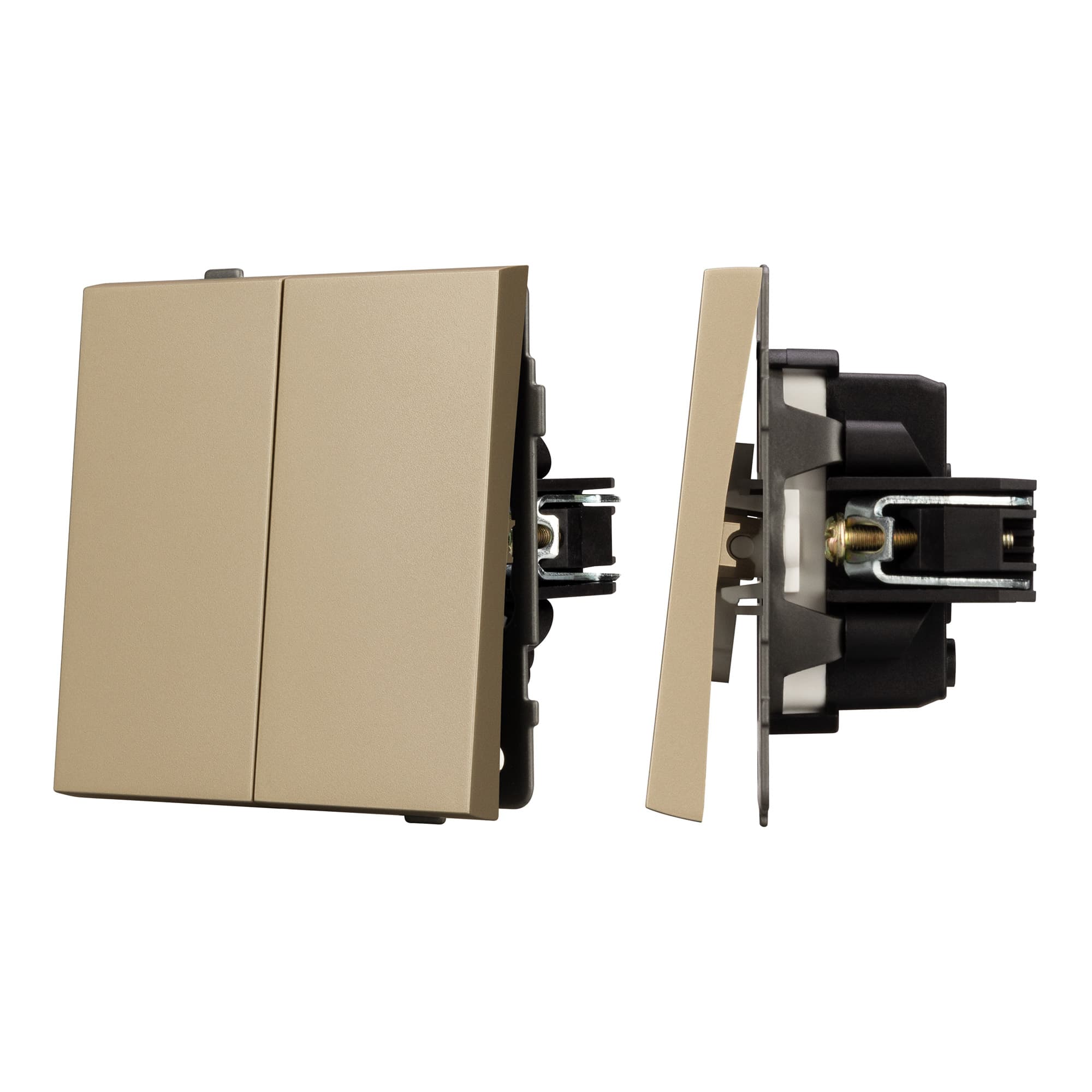 Механизм выключателя двухклавишный непроходной SWT-TENDO-MK02-SFPL-GD 230V, 10A, Золото светлое, 1 пост