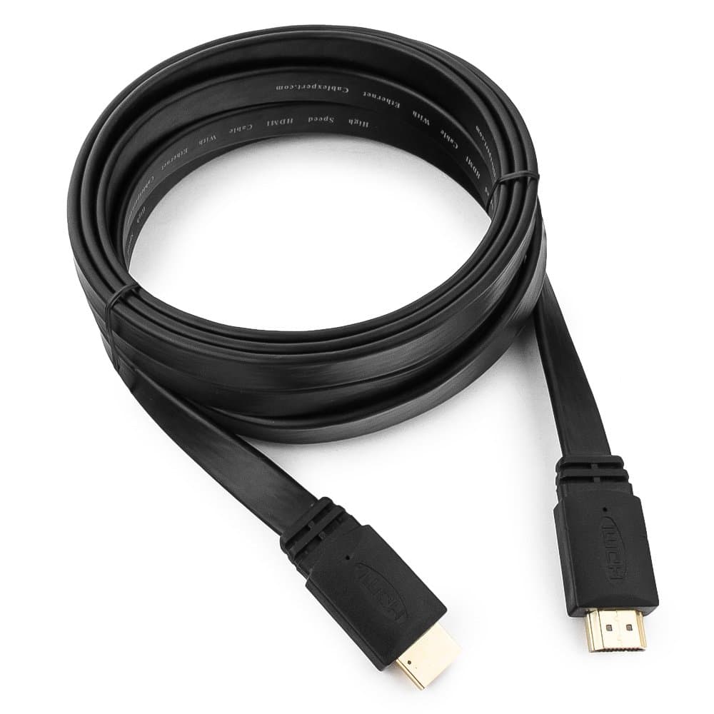 Кабель HDMI v2.0 19M на 19M, плоский, 3м., черный