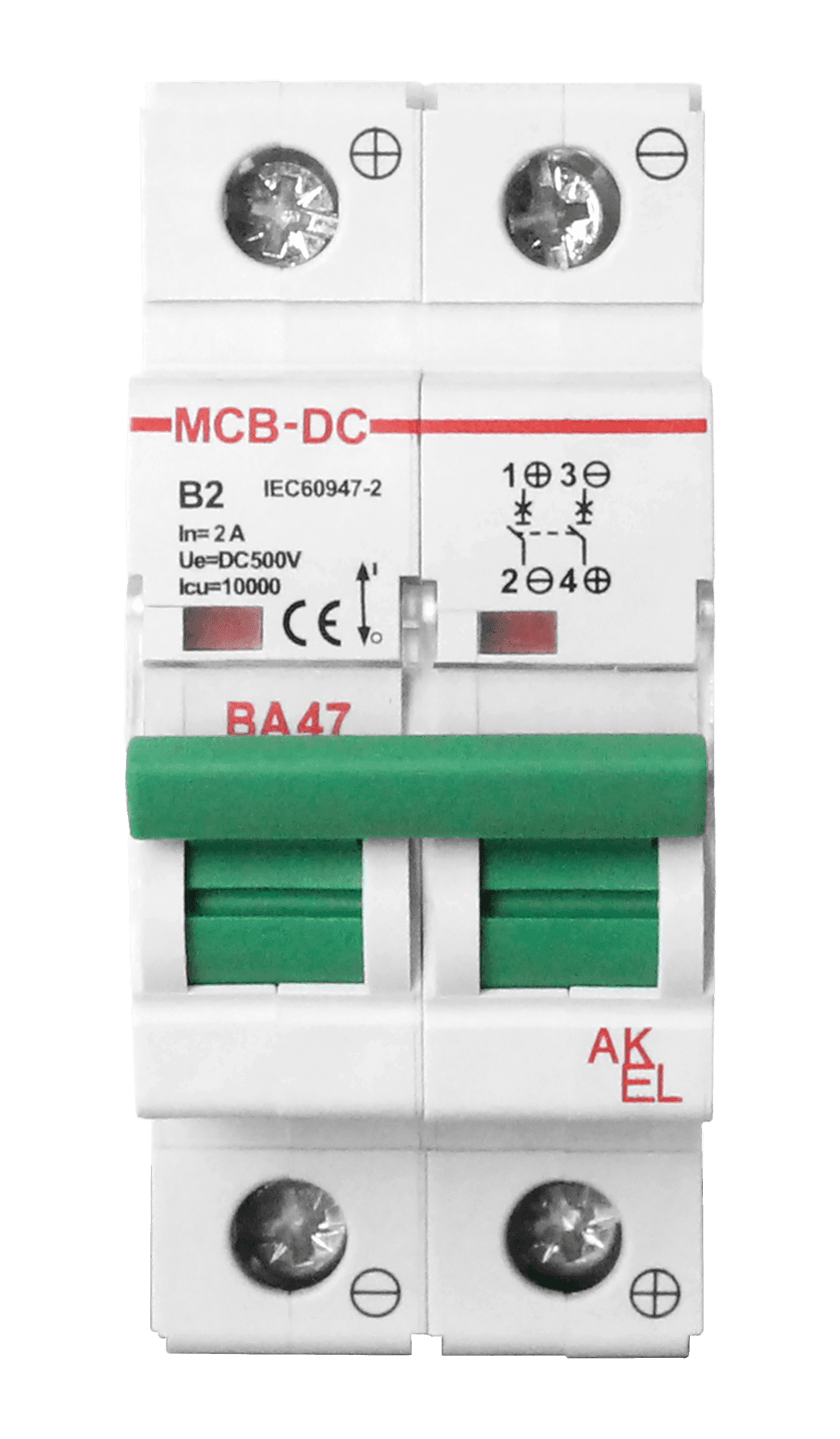 Выключатель автоматический ВА47-MCB-H-2P-C2-DC 2P/2A/C/500VDC/10кА