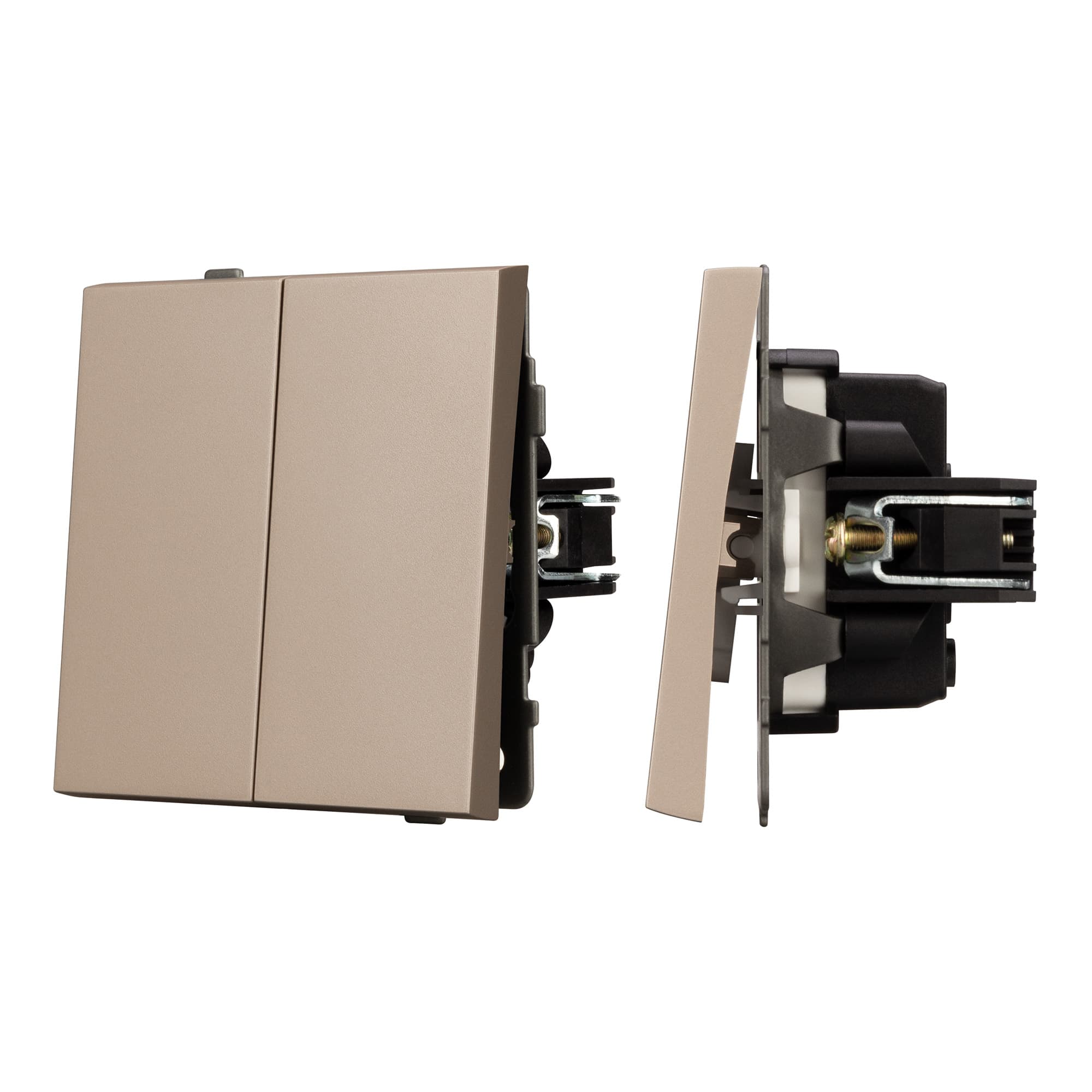 Механизм выключателя двухклавишный проходной SWT-TENDO-MKP2-PL-GD 230V, 10A, Золото светлое, 1 пост