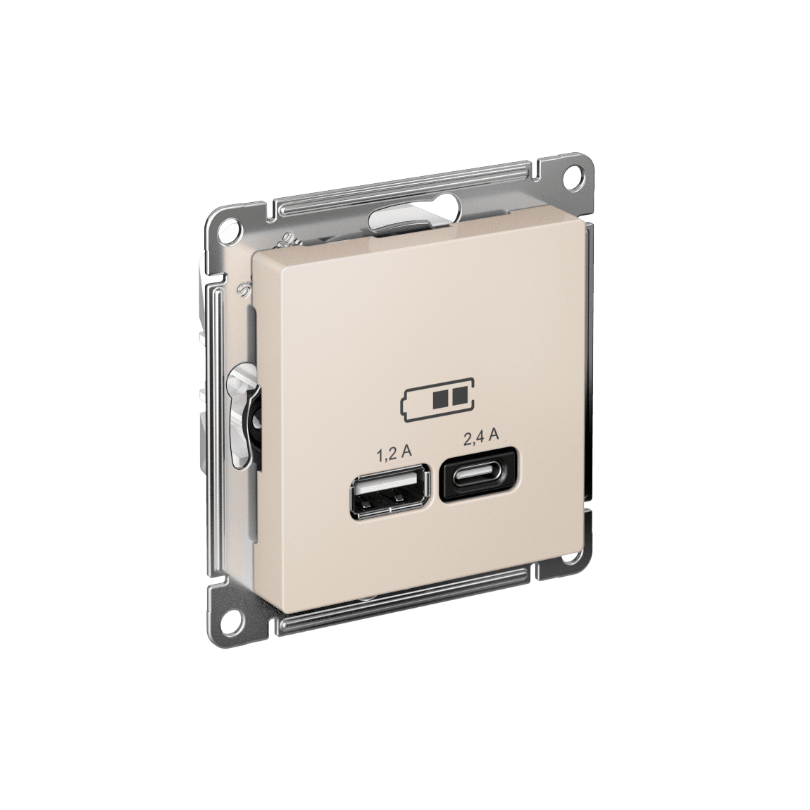 РОЗЕТКА USB ATLASDESIGN A+С, 5В/2,4А, 2х5В/1,2А, механизм, БЕЖЕВЫЙ