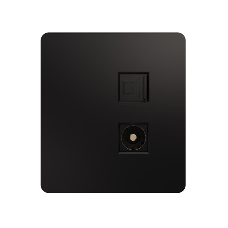 Розетка ROUND компьютерная RJ45 кат6 + TV скрытой установки механизм оникс