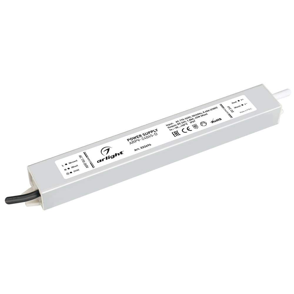 Блок питания ARPV-24045-D (24V, 1.9A, 45W) (ARL, IP67 Металл, 3 года)