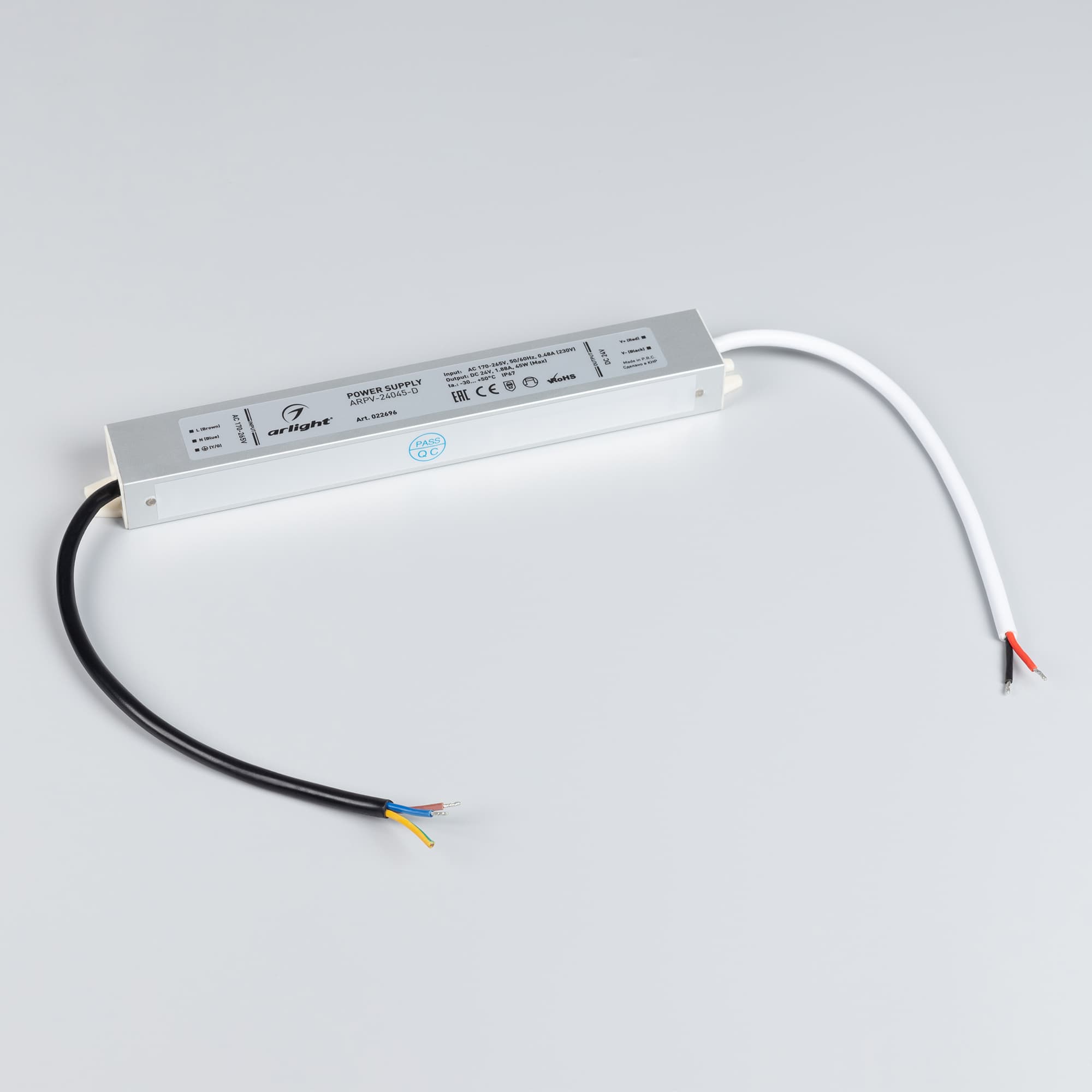 Блок питания ARPV-24045-D (24V, 1.9A, 45W) (ARL, IP67 Металл, 3 года)