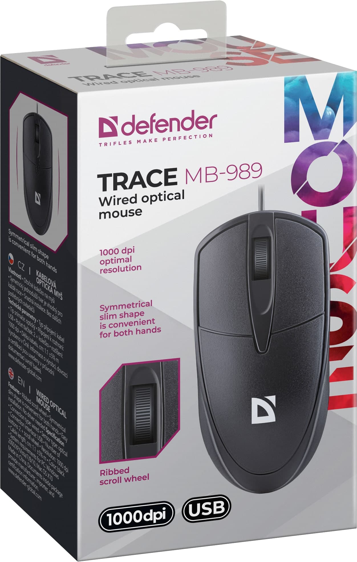 Мышь оптическая проводная Trace MB-989 черный, 3D, 1.2м, 1000 dpi