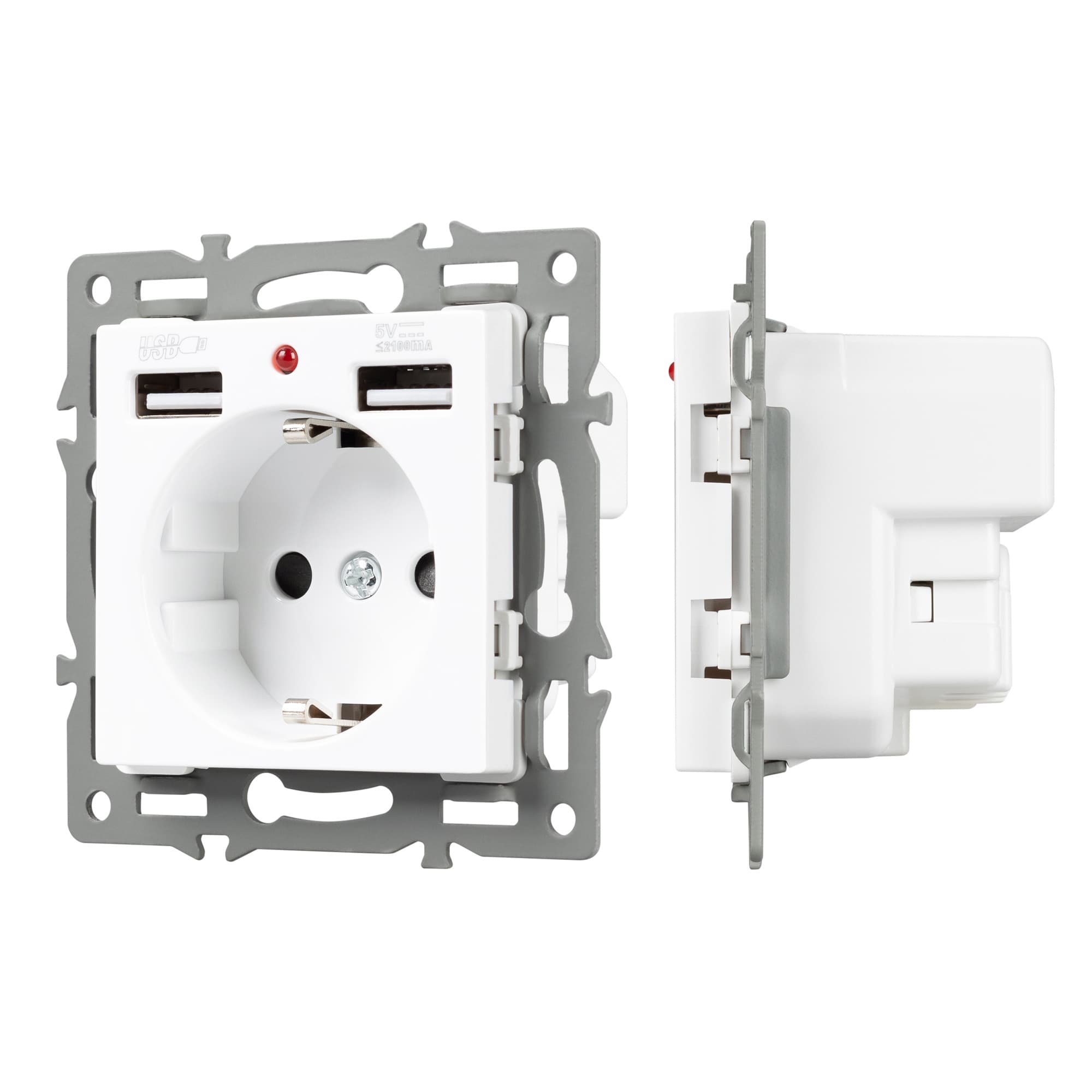 Механизм розетки с USB зарядкой SCT-MUAA-PL-WH 250V, 16A