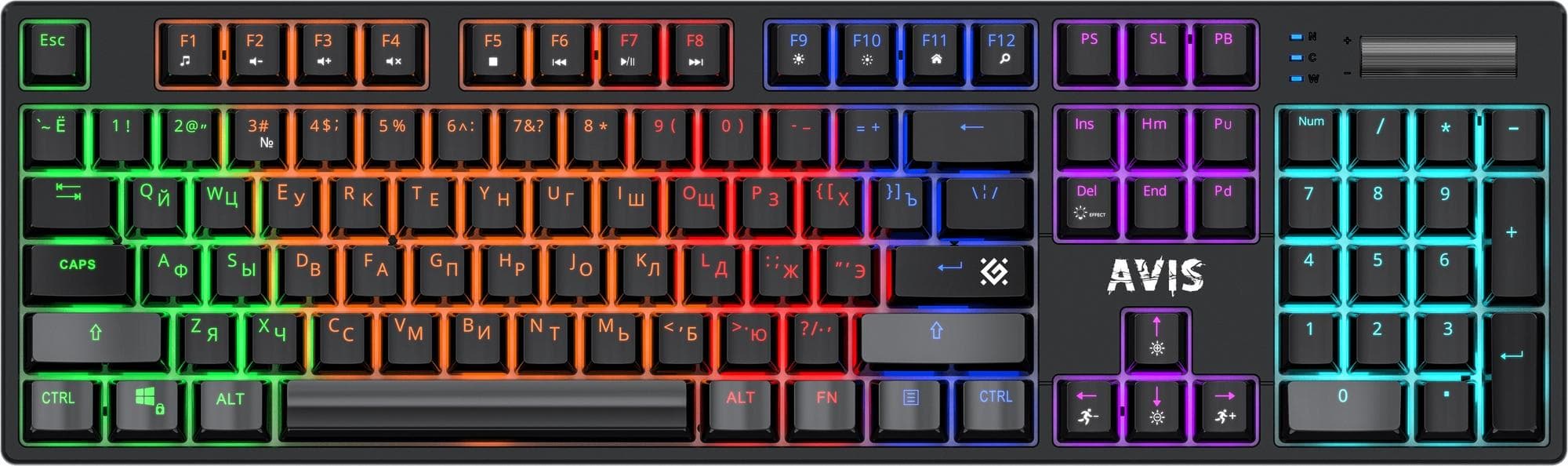 Клавиатура механическая Avis GK-312 RU,черн,104+FN,радуж,SNK Red