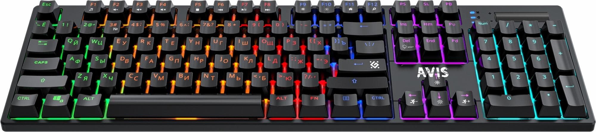 Клавиатура механическая Avis GK-312 RU,черн,104+FN,радуж,SNK Red