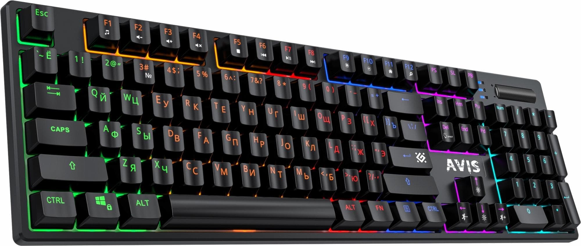 Клавиатура механическая Avis GK-312 RU,черн,104+FN,радуж,SNK Red