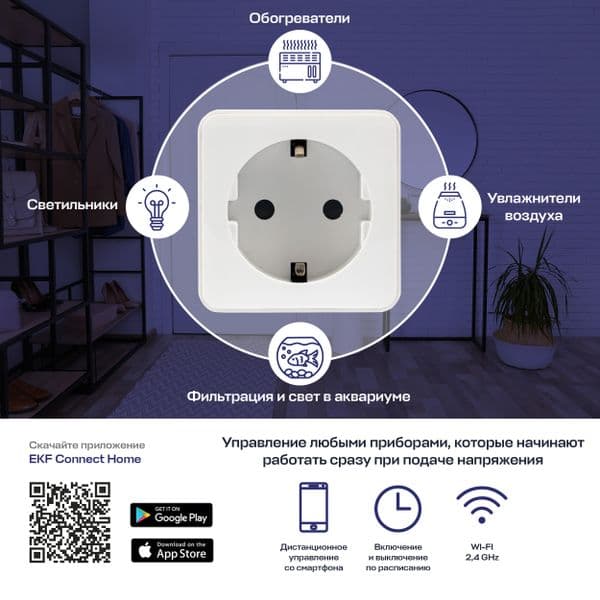 Умная розетка Сonnect Wi-Fi белая