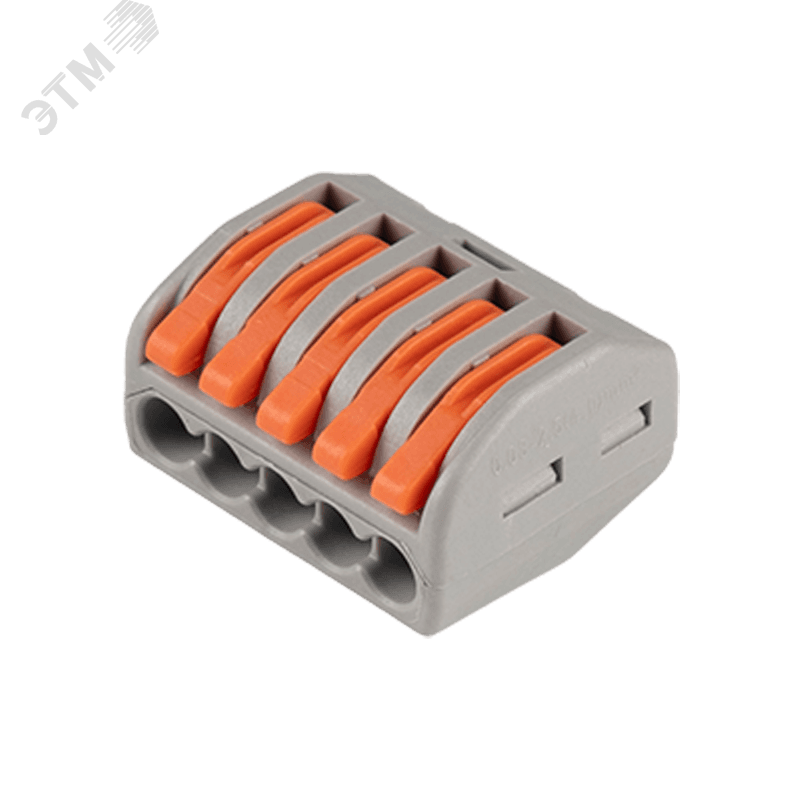 Клеммы монтажные многоразовые PTC-5P 222-415 450V 32A 0,08-2,5(4.0)mm2 , 5 отверстий, серые /50 шт.