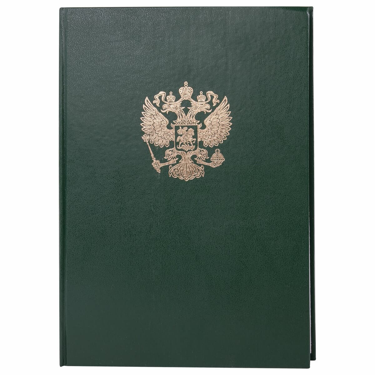 Книга учета 96л, клетка, твердая, бумвинил, офсет, герб, А4 200х290мм, BRAUBERG, зеленая, 130277