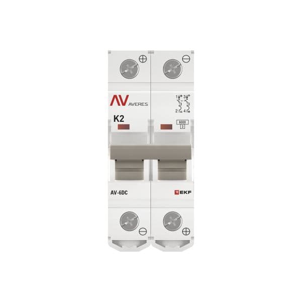 Выключатель автоматический AV-6 DC 2P 2A (K) 6kA AVERES
