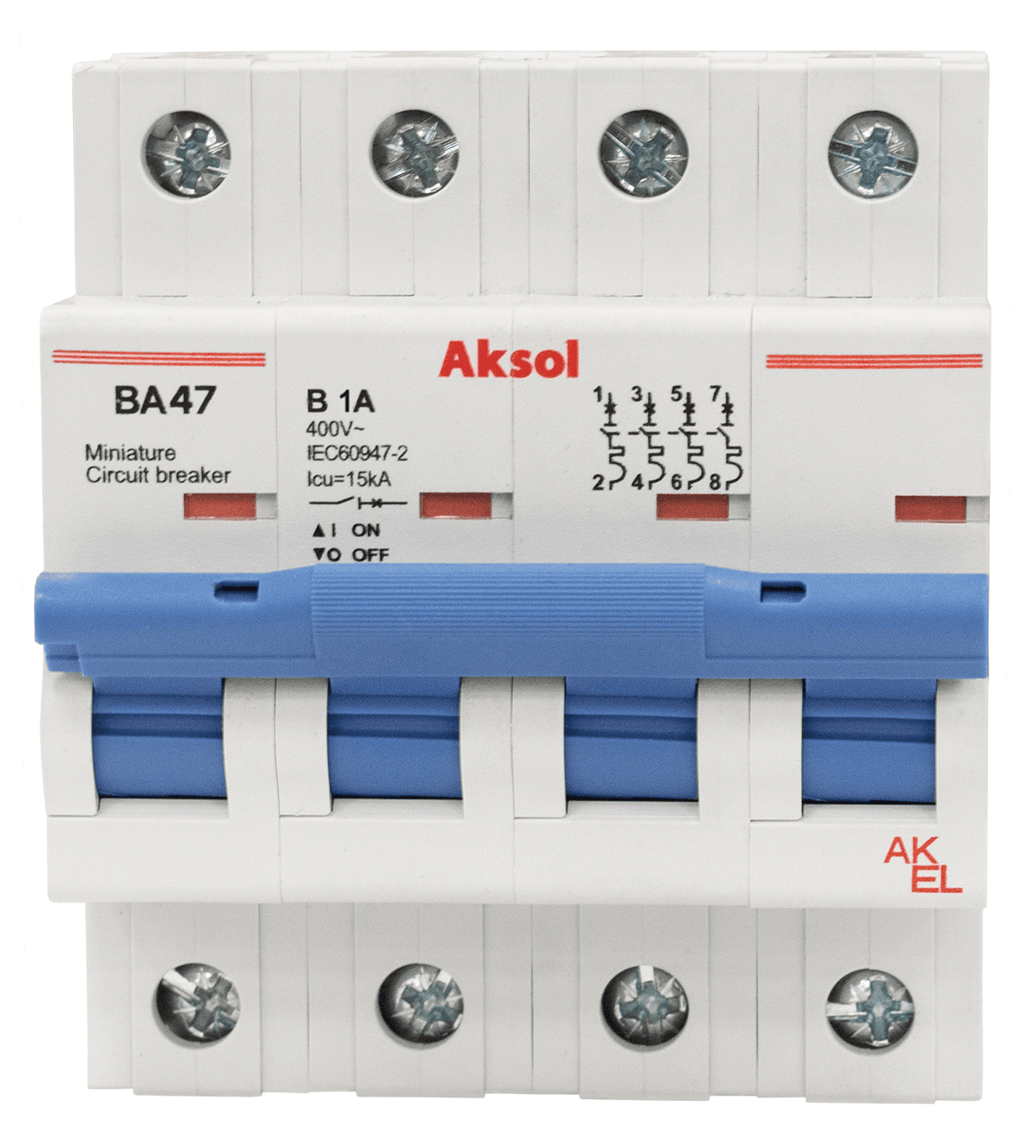 Выключатель автоматический ВА47-MCB-L-AKSOL-4P-B3-AC 4P/3A/В/15кА