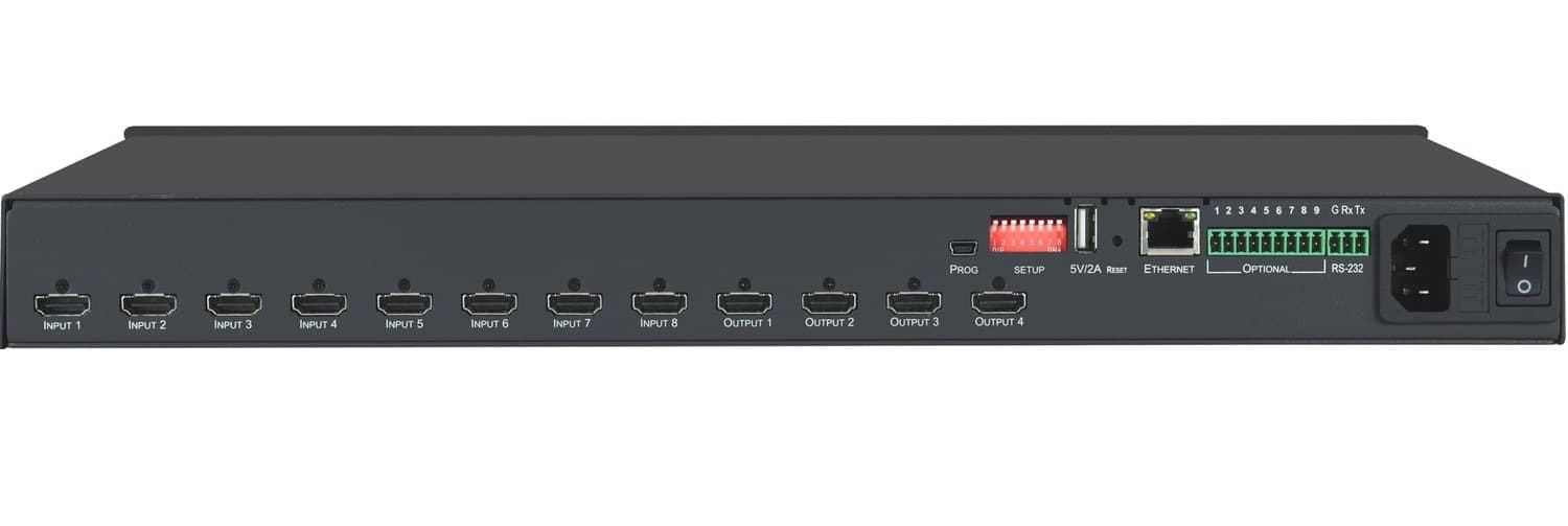Коммутатор HDMI 8х4 матричный, 4K60 4:4:4, HDMI 2.0, HDCP 2.2