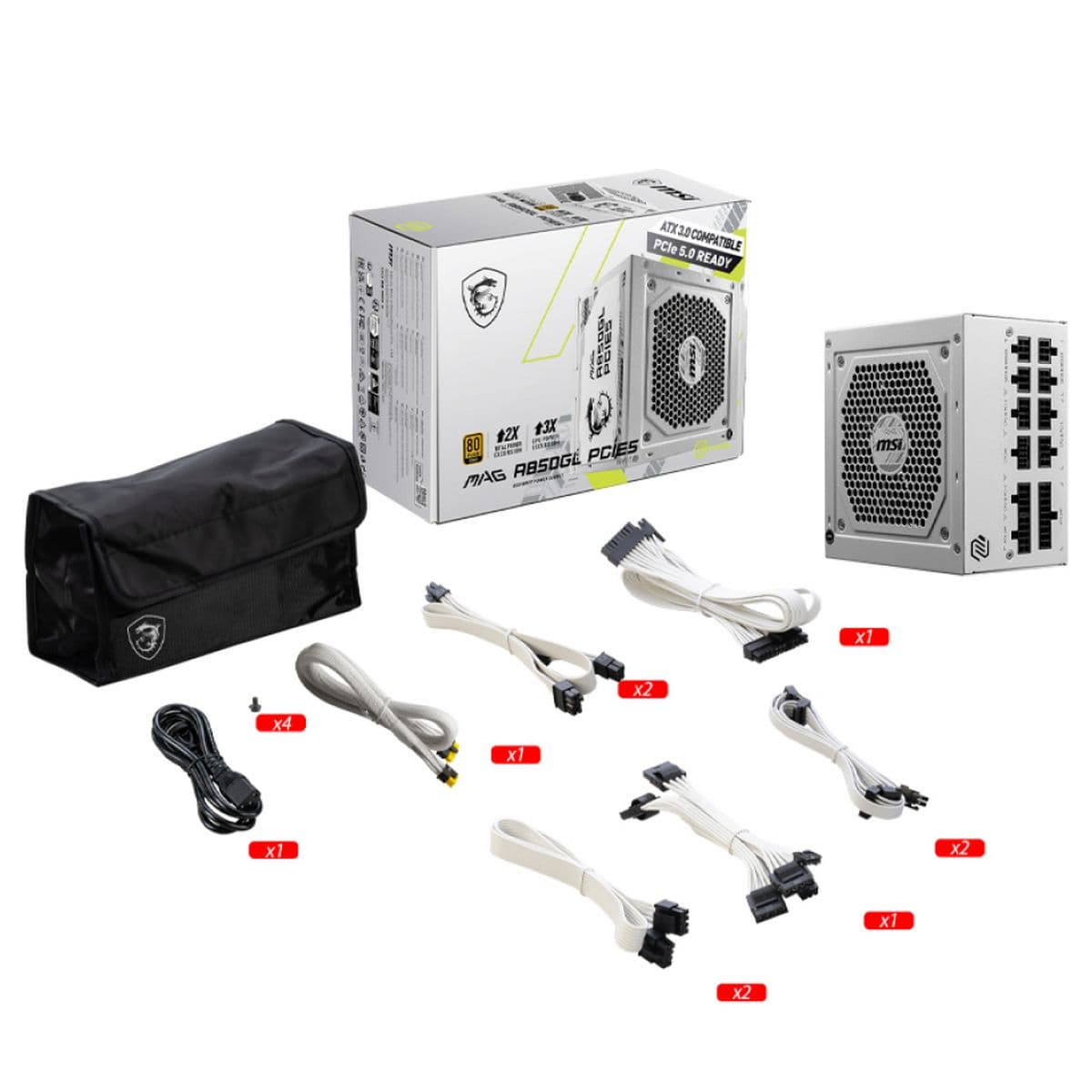 Блок питания MAG A850GL PCIE5 WHITE Gold, ATX, 850 Вт
