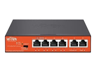 Коммутатор неуправляемый PoE 6 портов, 4хPoE 10/100 Мб/с, 2хRJ45, 65 Вт