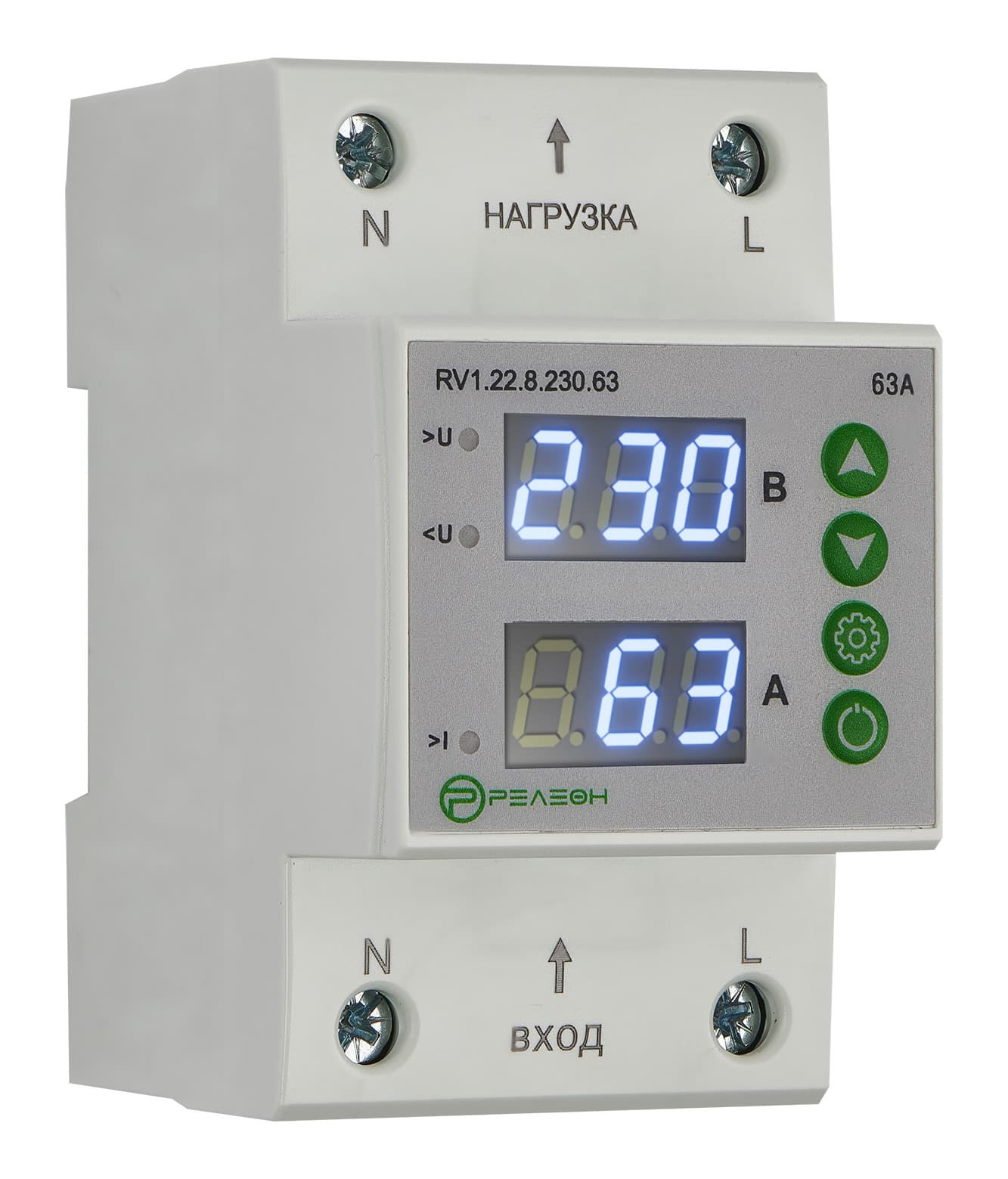 Реле контроля напряжения и тока L+N 230В AC 63А