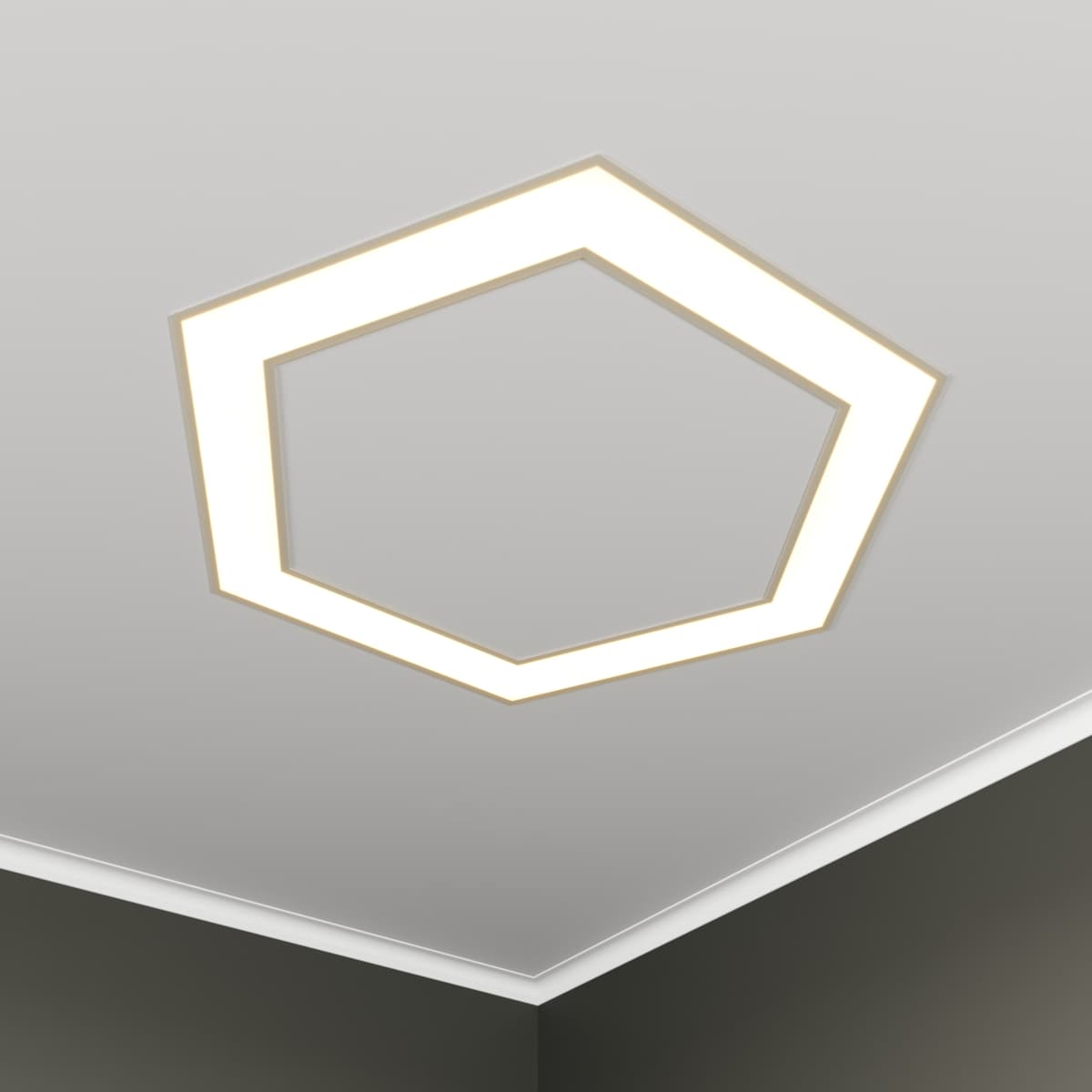 Светильник светодиодный RVE-LBX-HOLE-HEXA-1046-VG (Шестиугольник с отверстием 1046х912х110мм S80мм 72Вт встраиваемый под шпаклевку 4000K Белый)