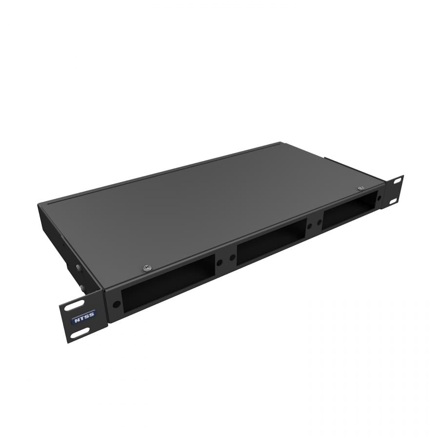 Кросс оптический 19'' укомплектованный 1U, 24 порта SCUPC, 625125 мкм черный RAL 9005