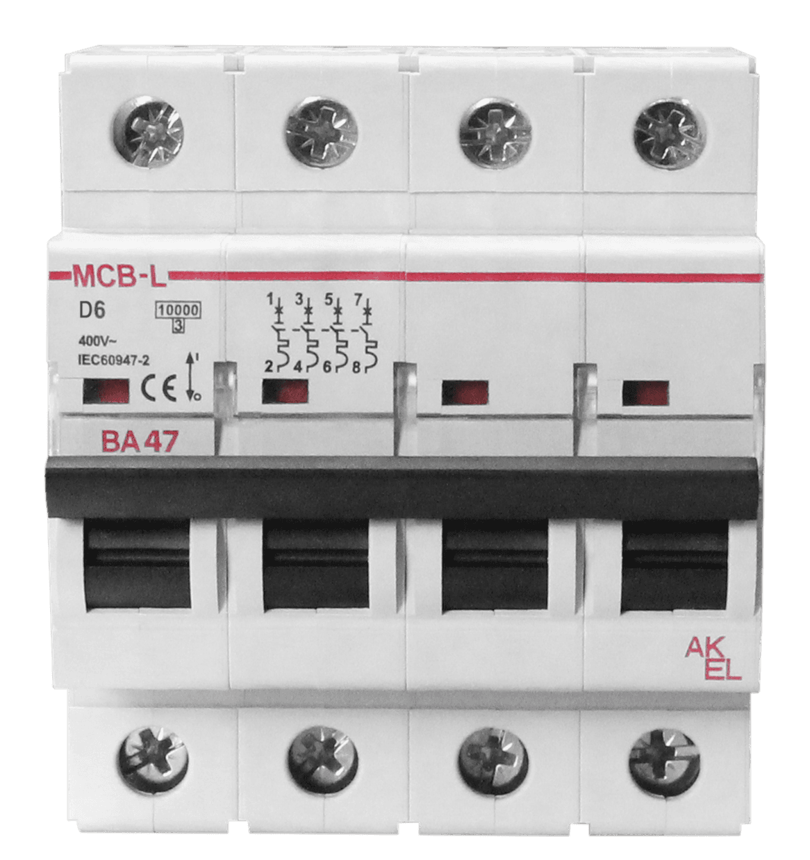 Выключатель автоматический ВА47-MCB-L-4P-D40-AC 4P/40A/D/10кА/230VAC/10кА/400VAC