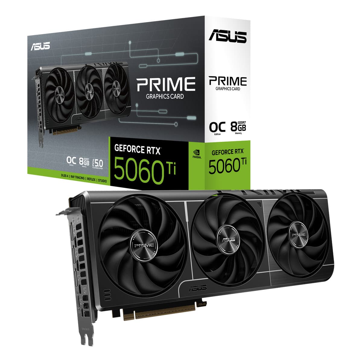Видеокарта RTX 5060 Ti PRIME OC, NVIDIA GeForce, 8 ГБ, GDDR7, PCI-Express 5.0