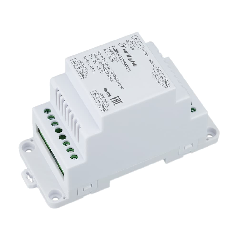Усилитель SMART-DMX 12-36V, 2 CH, DIN ARL, IP20 пластик, 5 лет